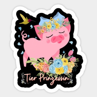 Schwein Vogel Tier Prinzessin Blumen Süß Sticker